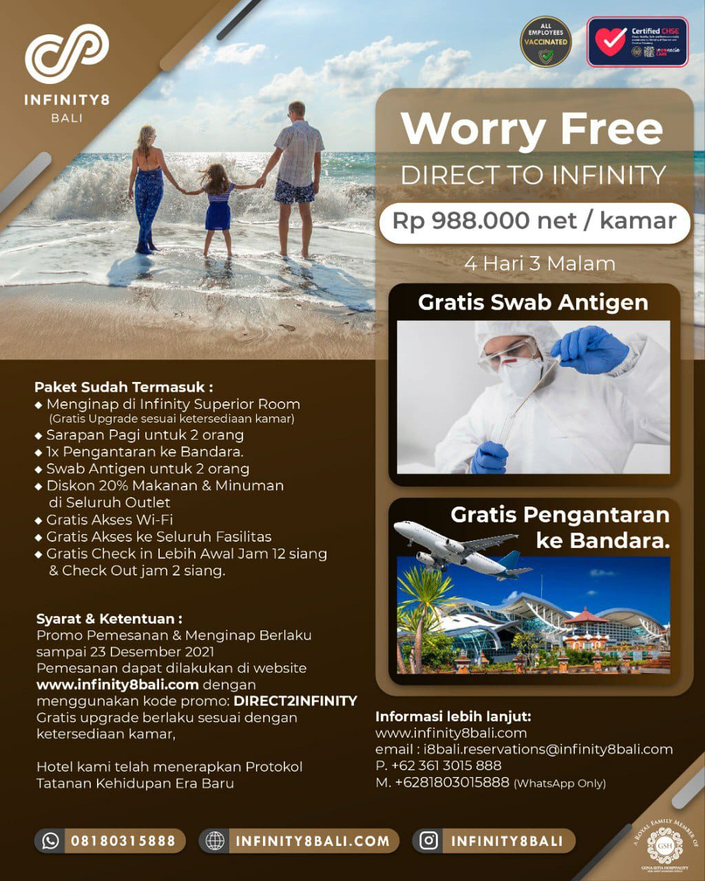 Paket special Worry-Free DIRECT2INFINITY Hotel INFINITY8 Bali
