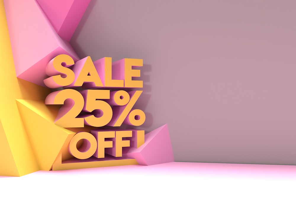 3D Render Abstract 25% Sale OFF Discount Banner 3D Illustration