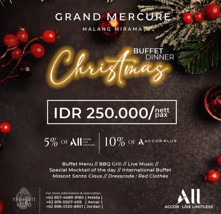 Buffet Dinner Christmas Grand Mercure Malang Mirama