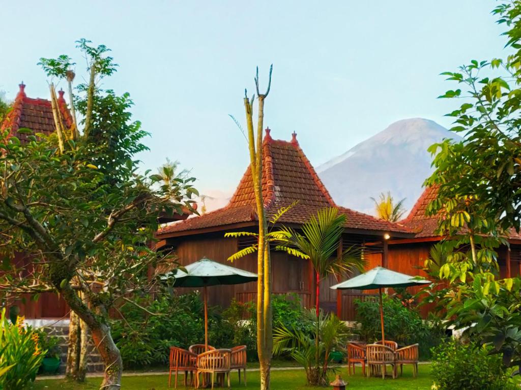 Villa Sindoro dengan latar belakang Gunung Sindoro.