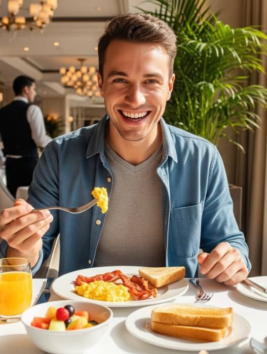 Tamu Hotel Menikmati Sarapan