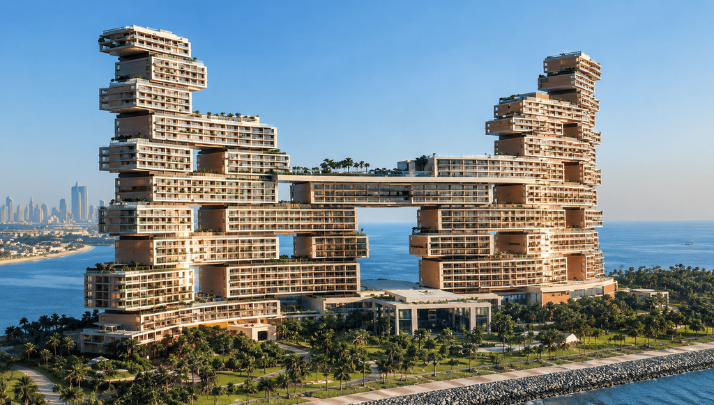 Atlantis The Royal di Dubai dengan arsitektur bertingkat ikonik dan pemandangan laut