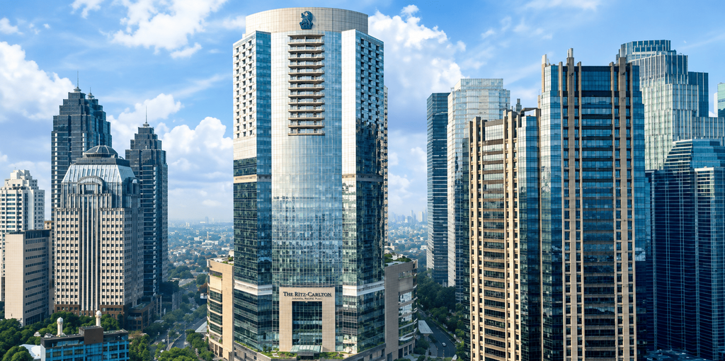 Gedung The Ritz-Carlton Jakarta, Pacific Place di tengah kawasan perkotaan